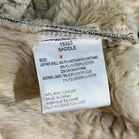 Woolrich Saddle Brown‎ Leaf Embroidered Faux Sherpa Lined Vest Jacket Sz M - Picture 9 of 12